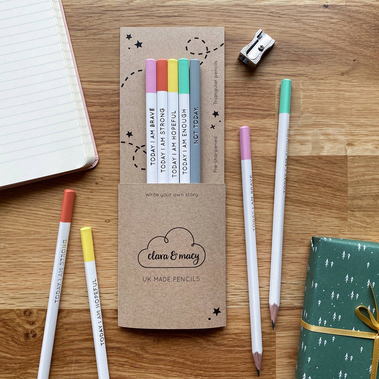 Set Of Five 'Today I Am' Positive Pencils