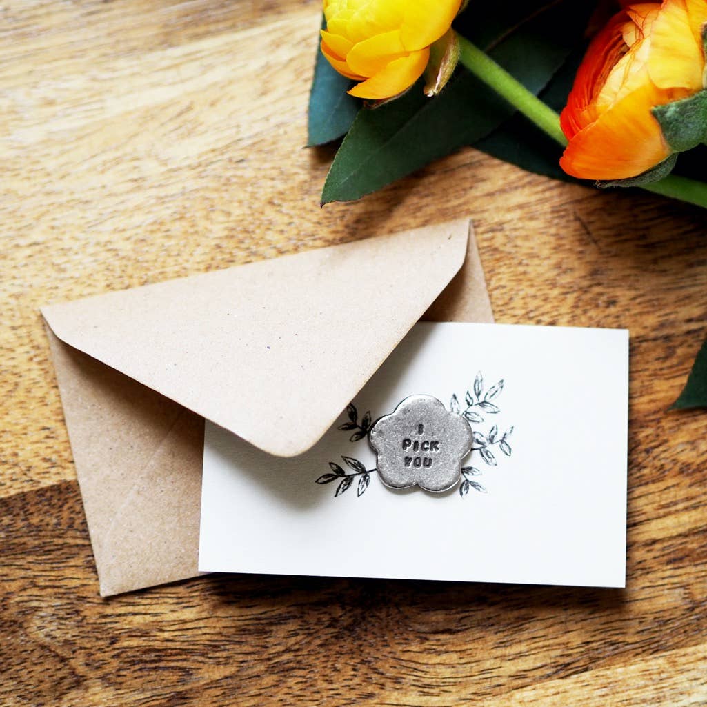 I Pick You Tiny Flower Token Card