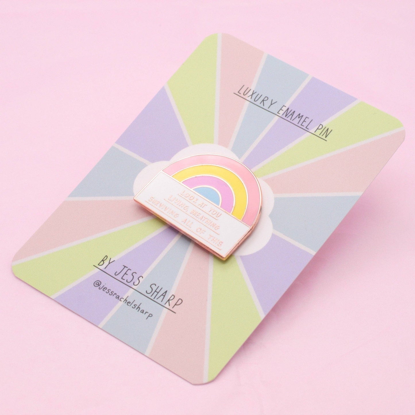 Living Breathing Surviving Rainbow Enamel Pin