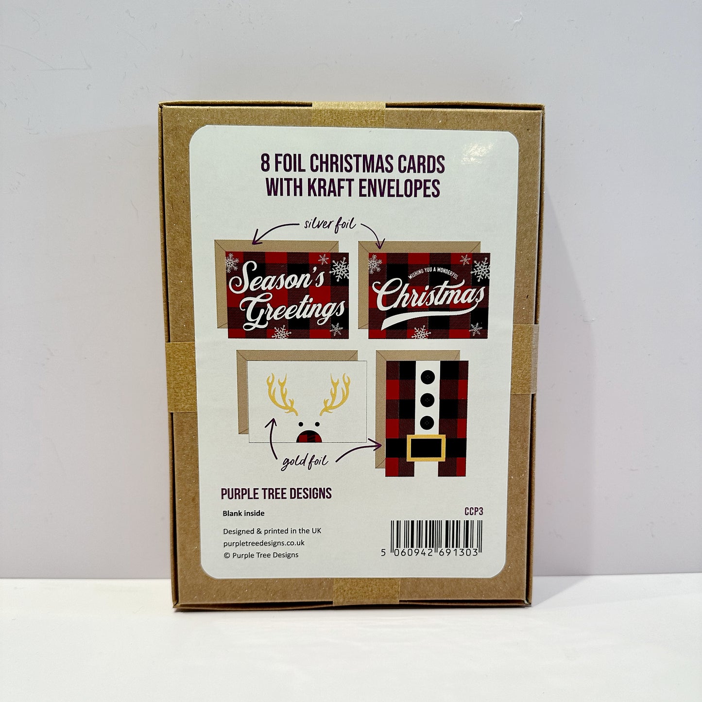 Red and Black Gingham Christmas Card Pack