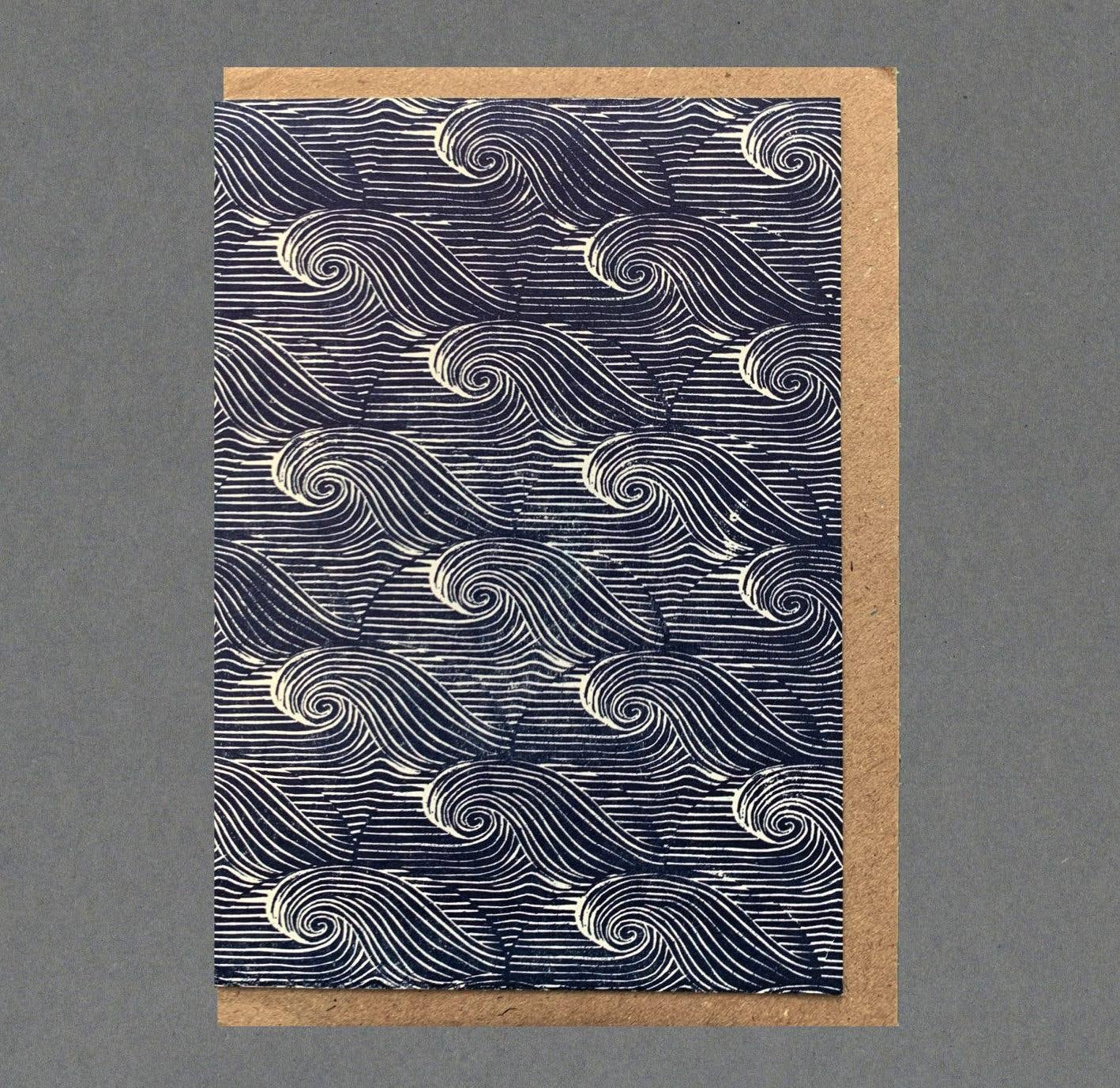 Blue Sea. Letterpress Greeting Card, Eco Friendly: With cello