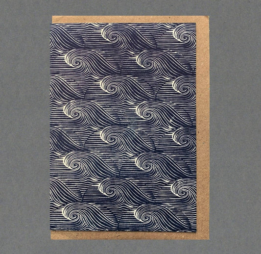 Blue Sea. Letterpress Greeting Card, Eco Friendly: With cello