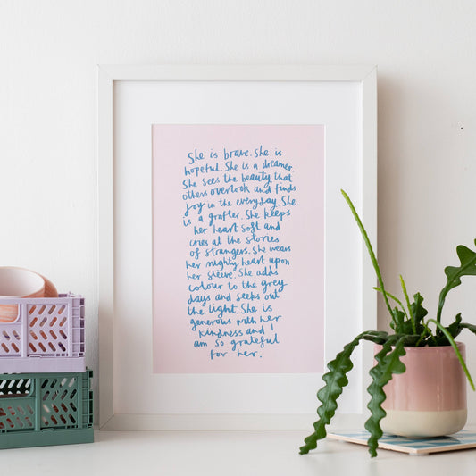 She is … Inspiration print for women