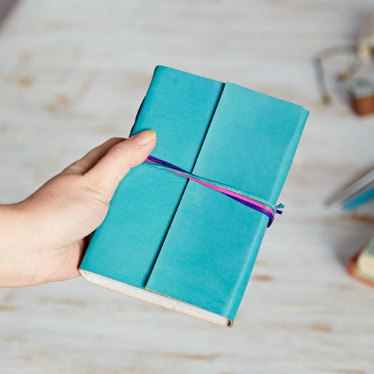 Coloured Leather Journal - Leather String Bound Notebook: Turquoise