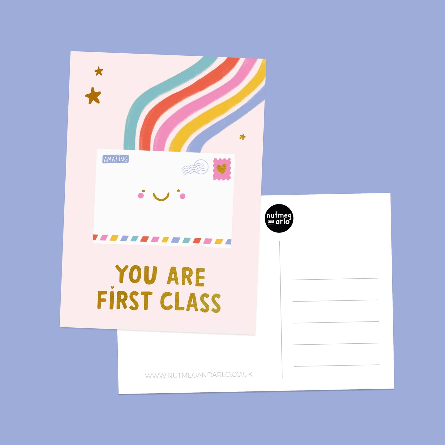 You’re First Class Gold Foil Postcard