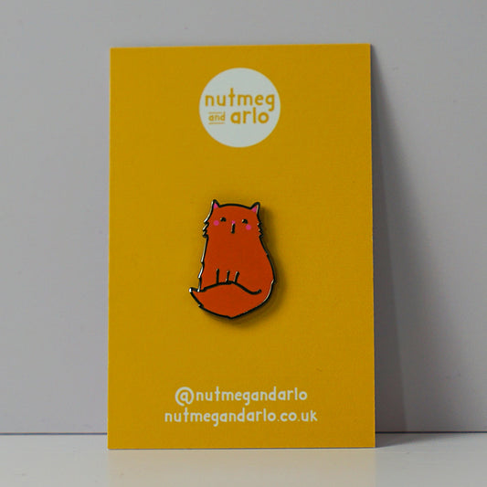 Fluffy Ginger Cat Enamel Pin 