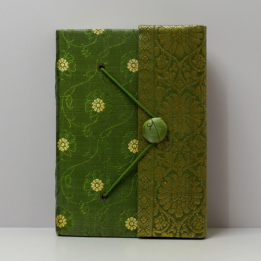 Handmade Sari Journal - Fabric Journal | Medium / Green