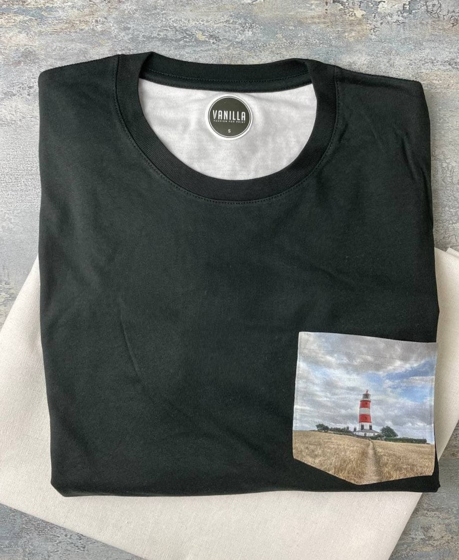 Short sleeve Happisburgh Lighthouse photo pocket T-shirt