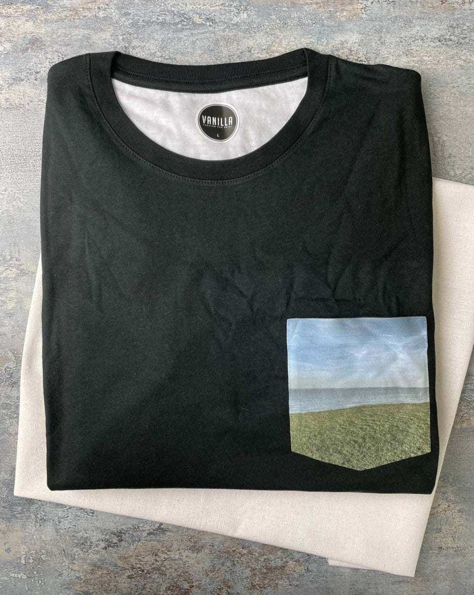 Short sleeve Landscape photo pocket T-shirt