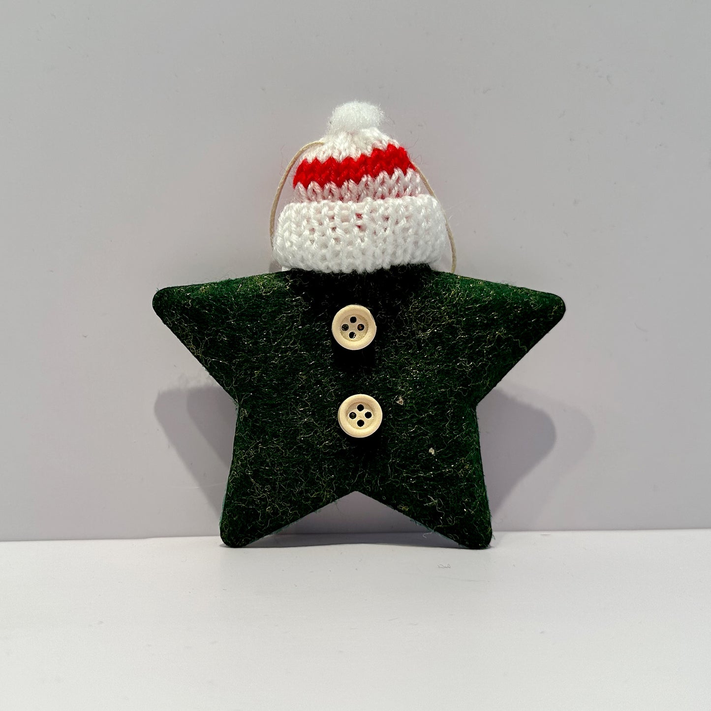 Christmas Fabric Star Decoration with Bobble Hat