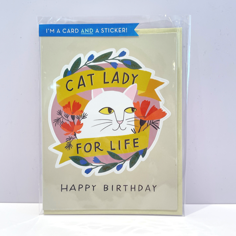 Cat Lady for Life - Birthday Sticker Card