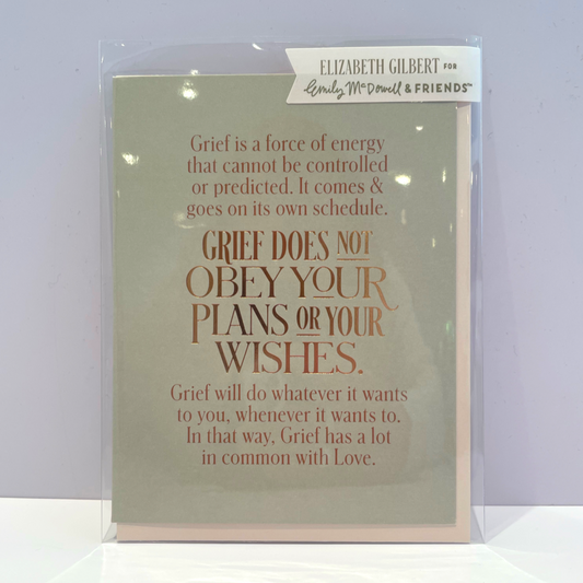 Grief Does Not Obey Greetings Card
