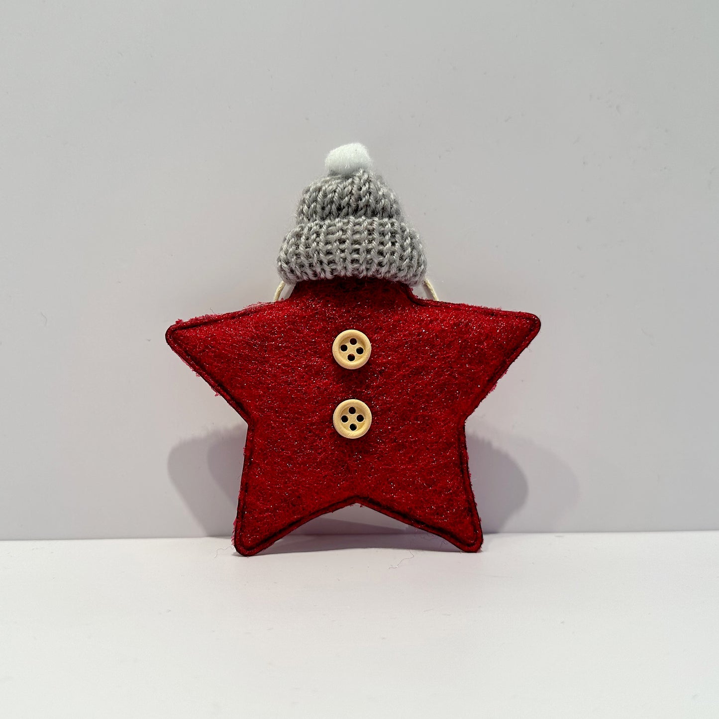 Christmas Fabric Star Decoration with Bobble Hat
