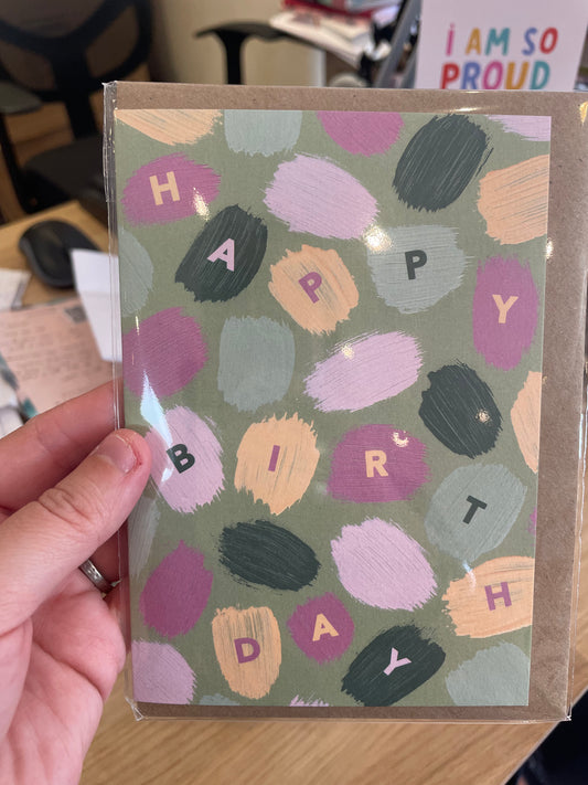 Happy birthday green and pink Card